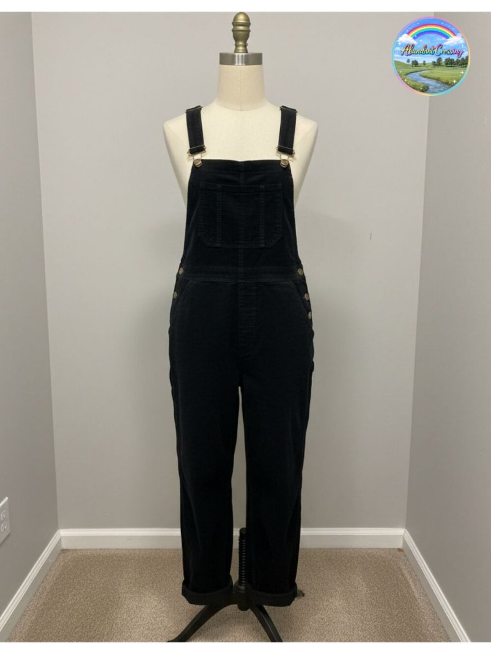 Corduroy Overalls for Women Loose Fit Adjustable Strap Wide Leg Jumpsuit with